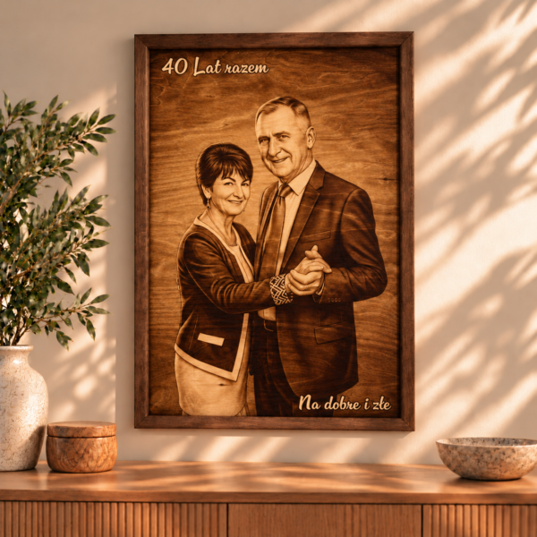 Portret wypalany w drewnie 50x70